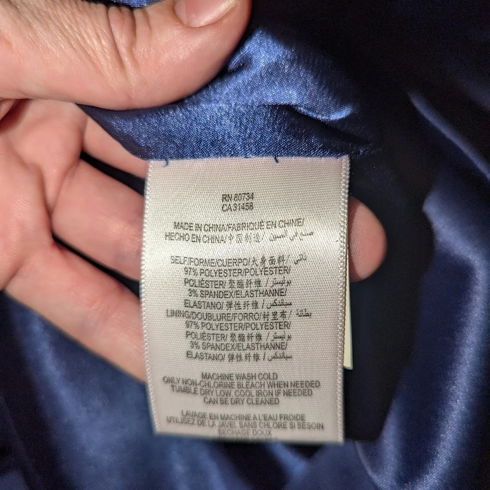 Max & Cleo Blue Strapless Satin Tiered Cocktail Dress - Picture 5 of 5